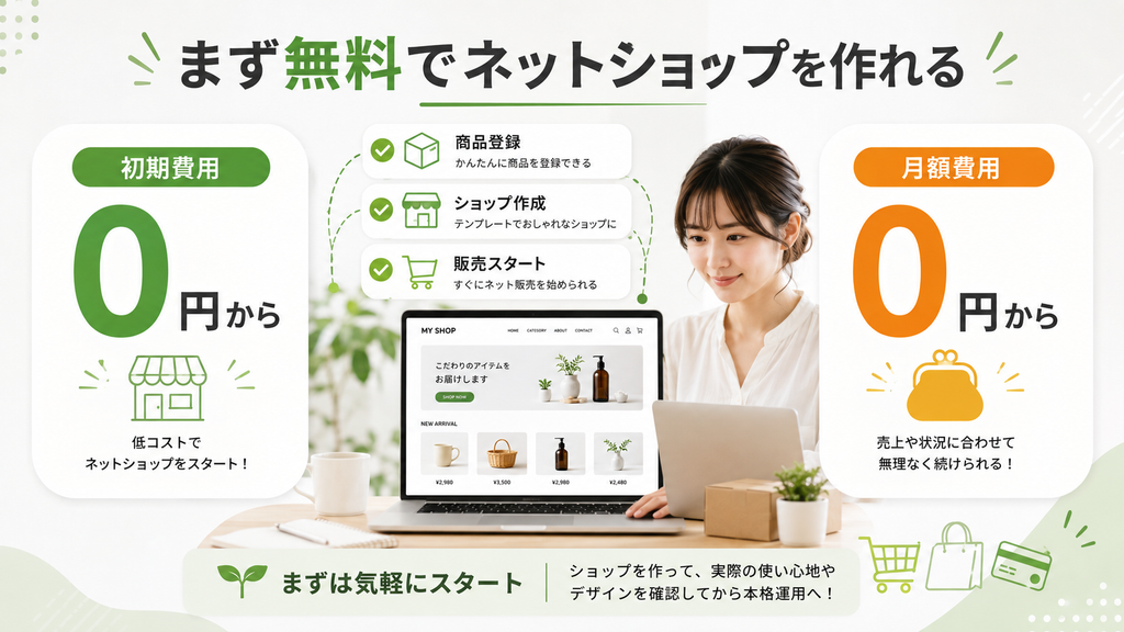 まずは無料でネットショップを作れる