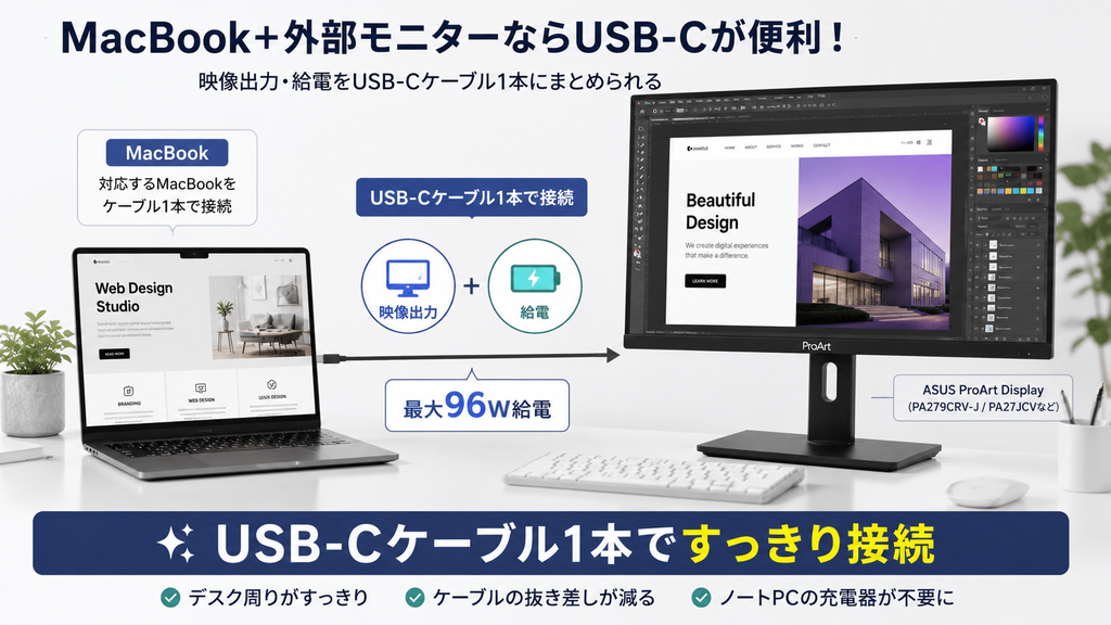 MAckbook＋外部モニターならUSB -Cが便利