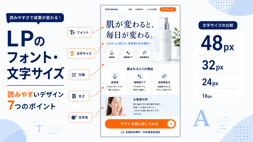 LPのフォント、文字サイズ　サムネ画像