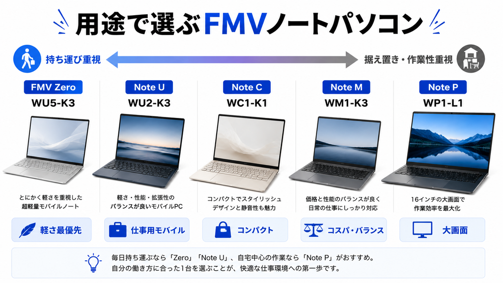 用途で選ぶFMVノートパソコン