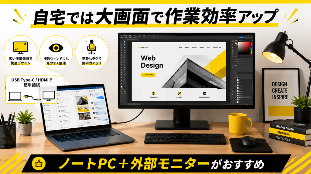 ノートPC+外部モニターがおすすめ
