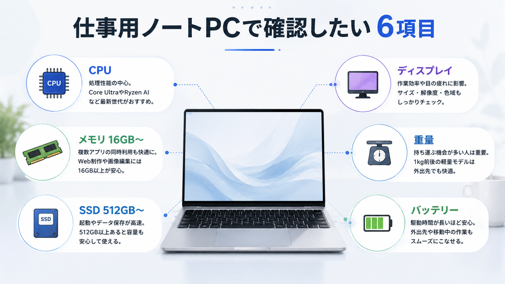 仕事用のーとPCで確認したい6項目