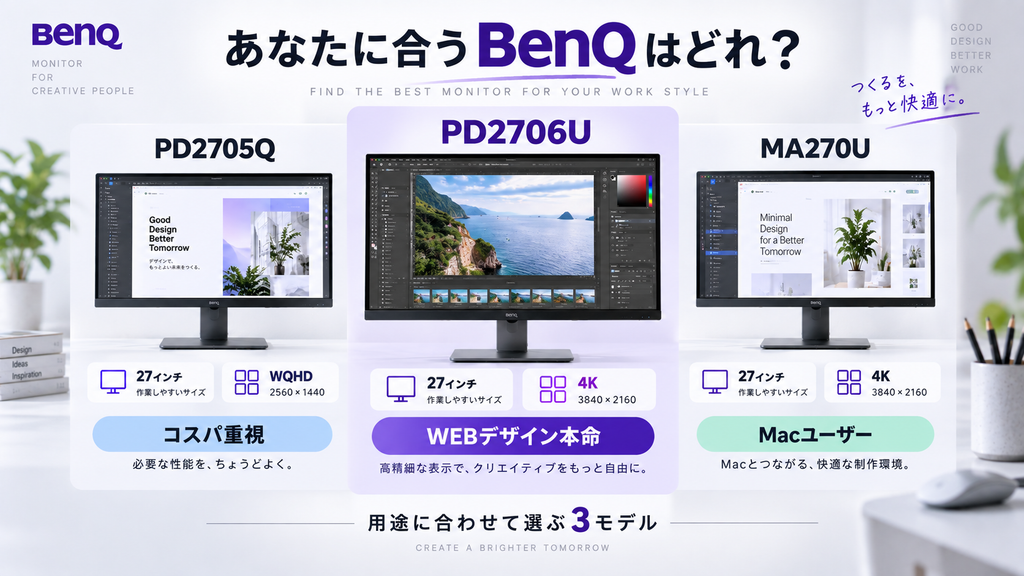 PD2705Q・PD2706U・MA270Uを比較