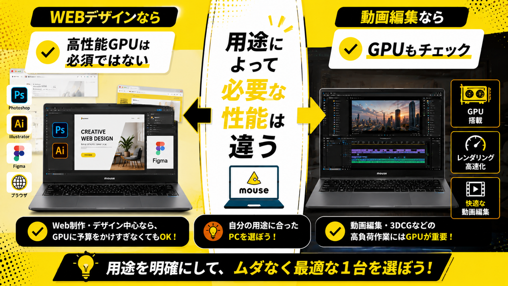 WEBデザインだけなら高性能GPUは必須ではない