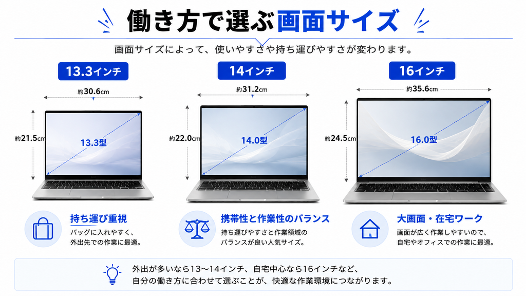 働き方で選ぶ画面サイズ