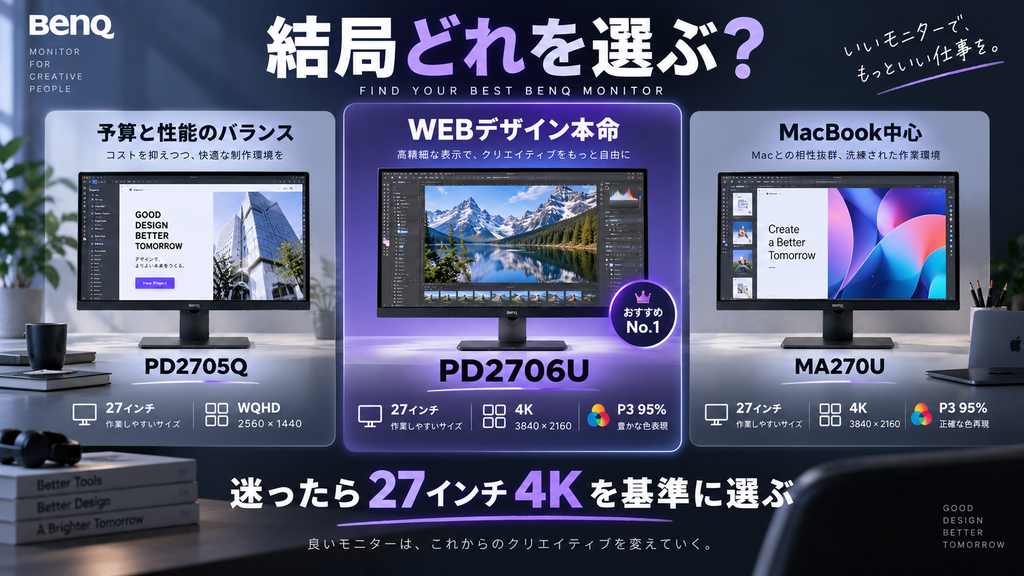 結局、WEBデザイナーにはどのBenQがおすすめ？