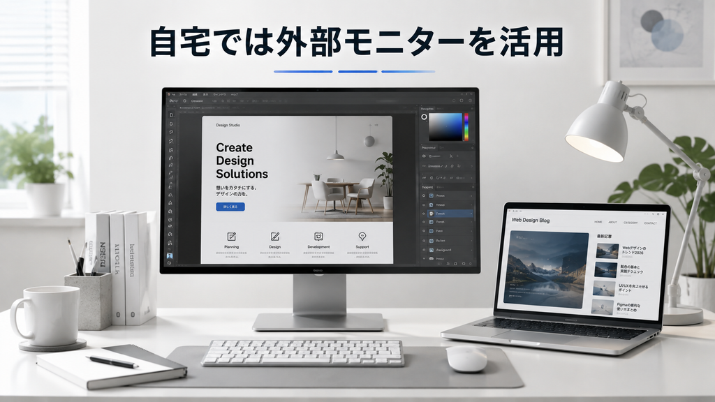 自宅では外部モニターを活用