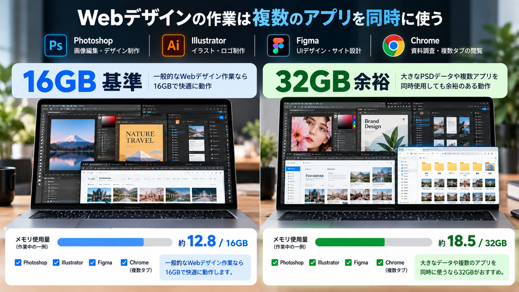 WEBデザインならメモリ16GB以上